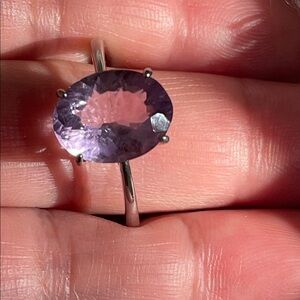 NWT Natural Purple Amethyst 12.8X9.9mm in 925 Sterling Silver Size 10